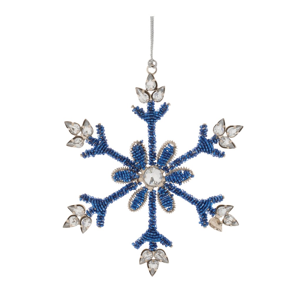 Beaded Metal Snowflake Ornament (Set of 12). Picture 3
