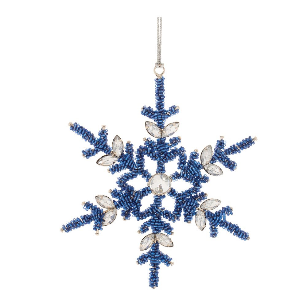 Beaded Metal Snowflake Ornament (Set of 12). Picture 4