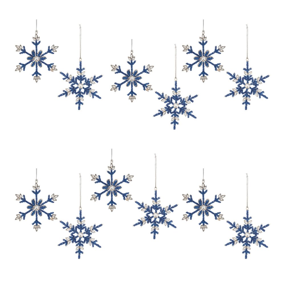 Beaded Metal Snowflake Ornament (Set of 12). Picture 5