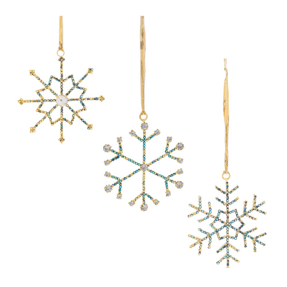 Jeweled Metal Snowflake Ornament (Set of 12). Picture 1