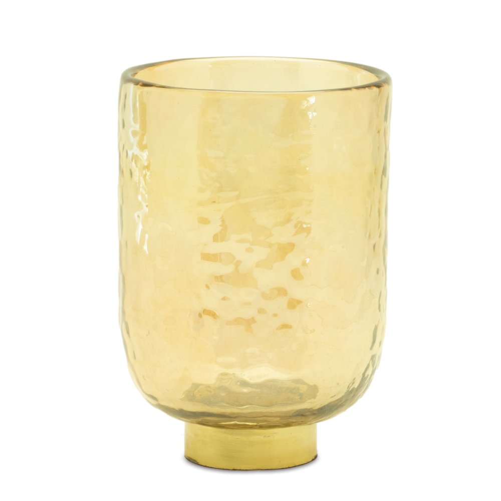 Gold Glass Vase with Metal Accent (Set of 2). Picture 1