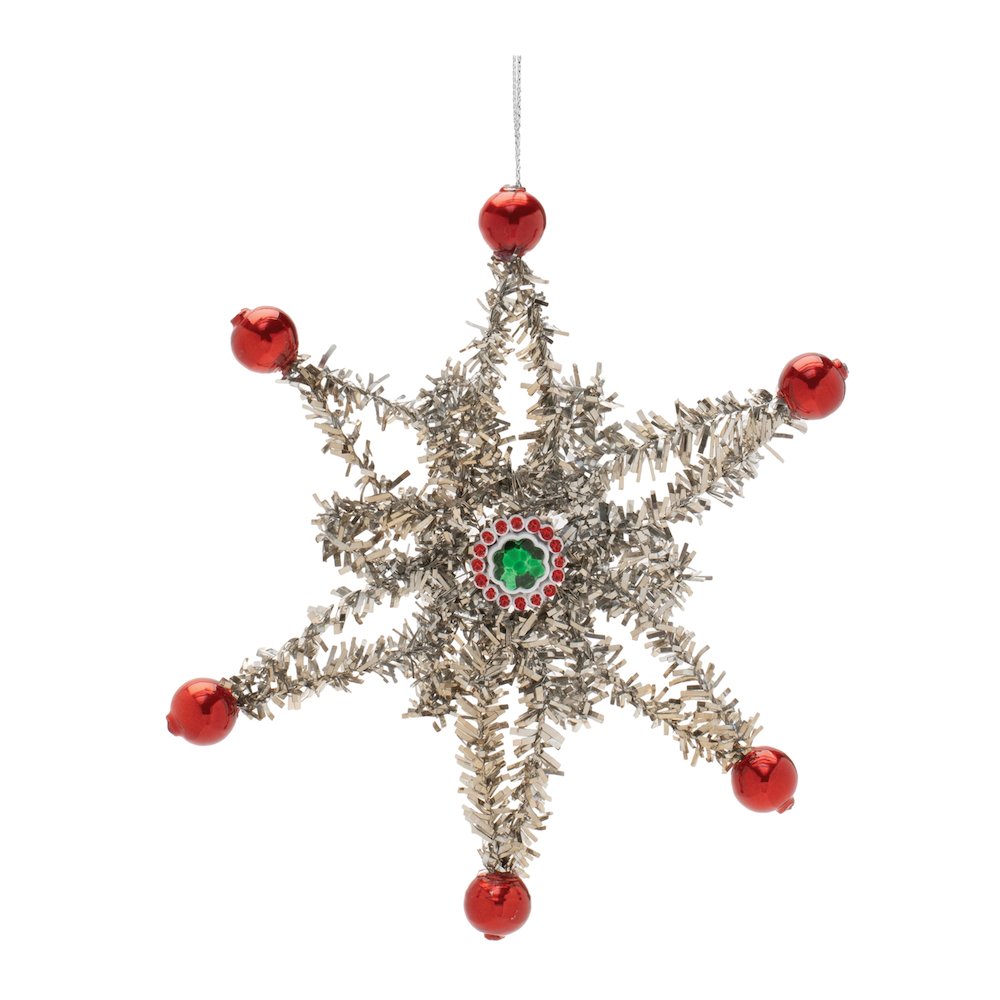 Jeweled Tinsel Snowflake Ornament (Set of 12). Picture 3