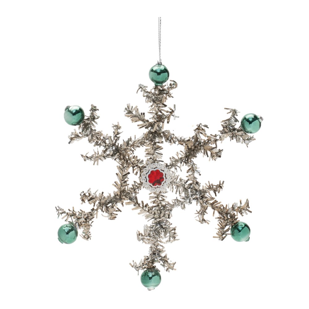 Jeweled Tinsel Snowflake Ornament (Set of 12). Picture 4
