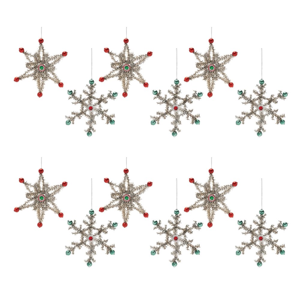 Jeweled Tinsel Snowflake Ornament (Set of 12). Picture 5