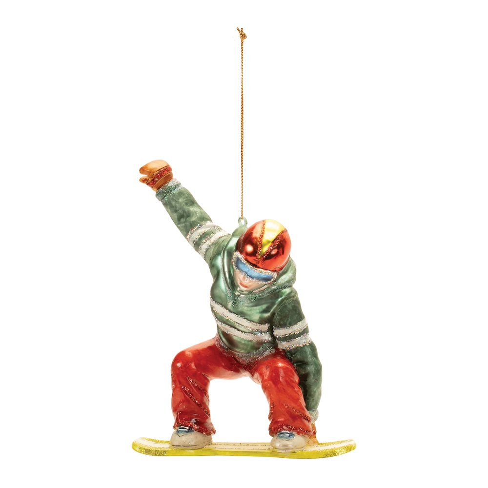 Glittered Glass Snowboarder Ornament (Set of 6). Picture 2