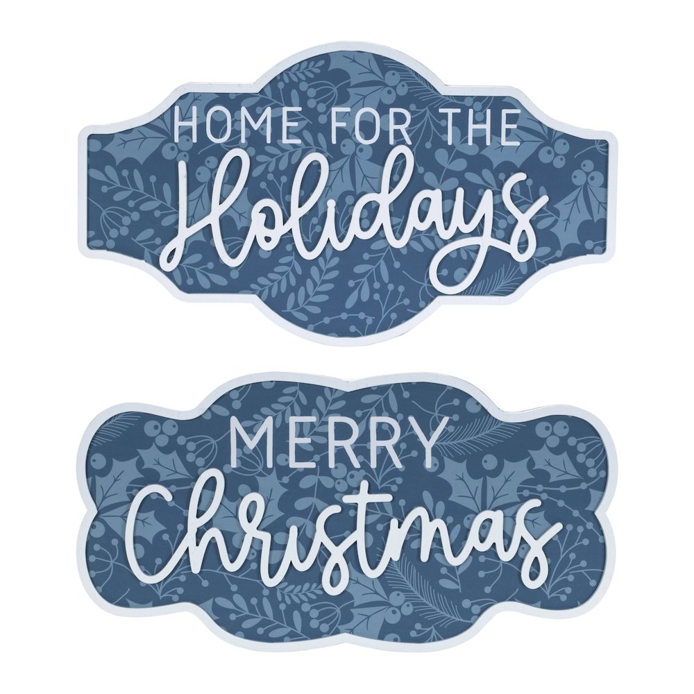 Wood Christmas Sentiment Sign (Set of 2). Picture 1