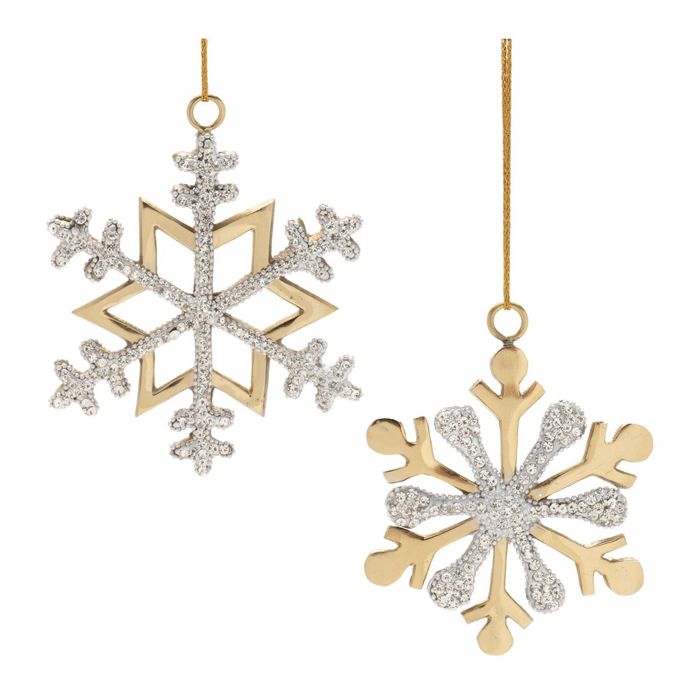 Jeweled Metal Snowflake Ornament (Set of 2). Picture 1