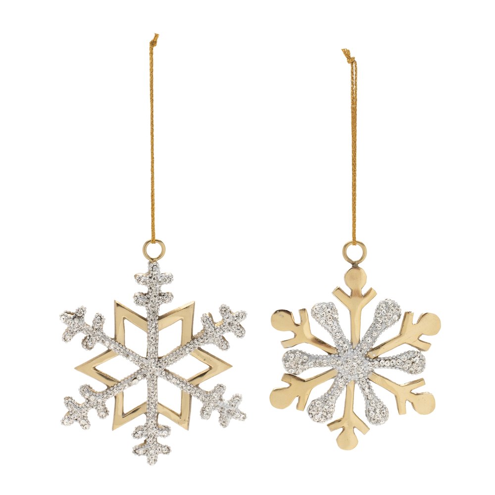 Jeweled Metal Snowflake Ornament (Set of 2). Picture 2