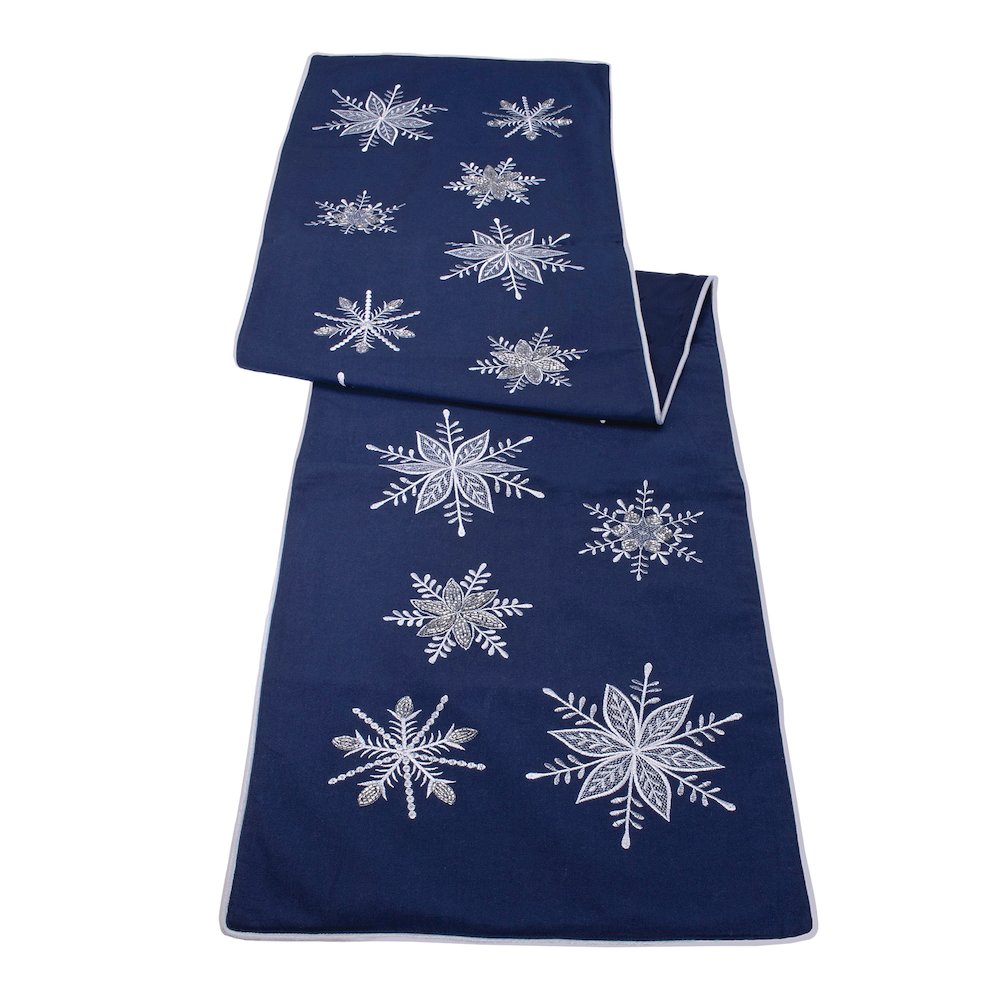 Embroidered Snowflake Table Runner 72"L. Picture 1