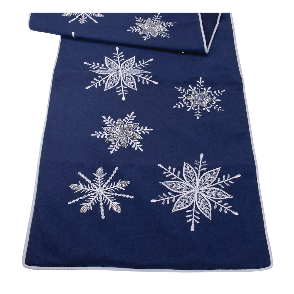 Embroidered Snowflake Table Runner 72"L. Picture 2