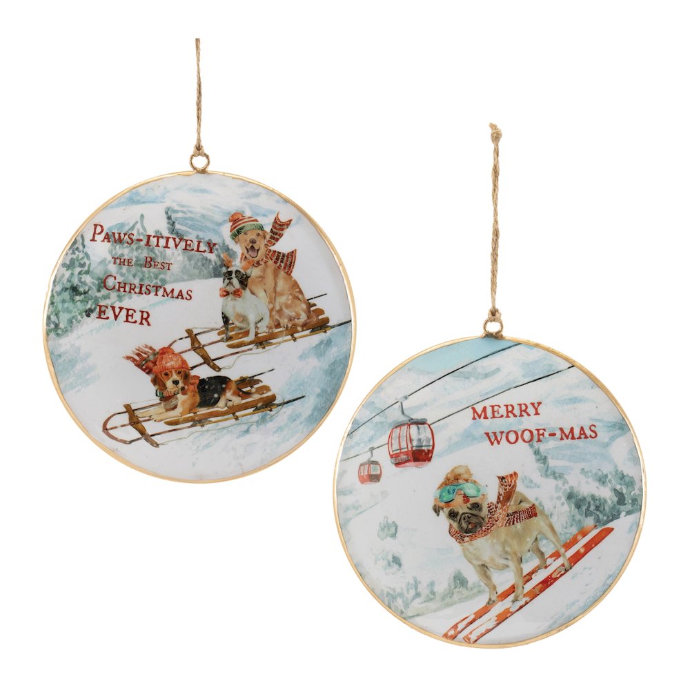 Sled and Ski Dogs Disc Ornament (Set of 6). Picture 1