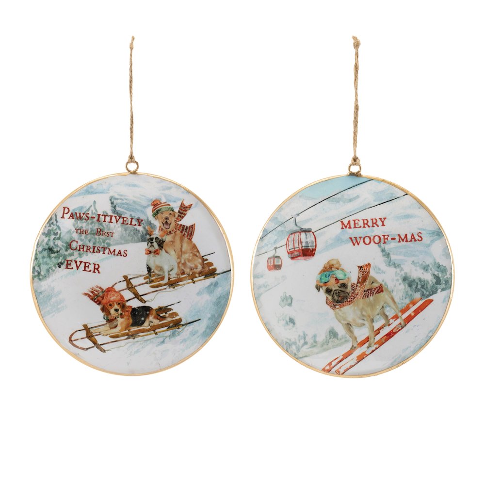 Sled and Ski Dogs Disc Ornament (Set of 6). Picture 2