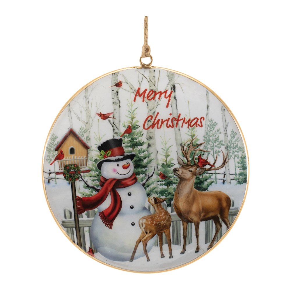 Merry Christmas Woodland Disc Ornament (Set of 6). Picture 1
