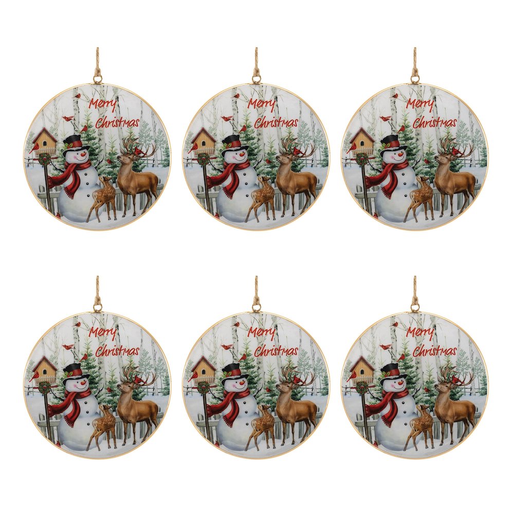 Merry Christmas Woodland Disc Ornament (Set of 6). Picture 3