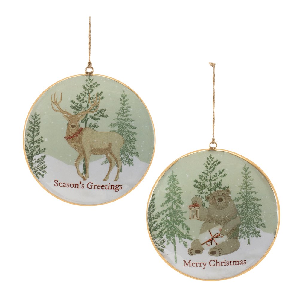 Woodland Christmas Sentiment Disc Ornament (Set of 6). Picture 1