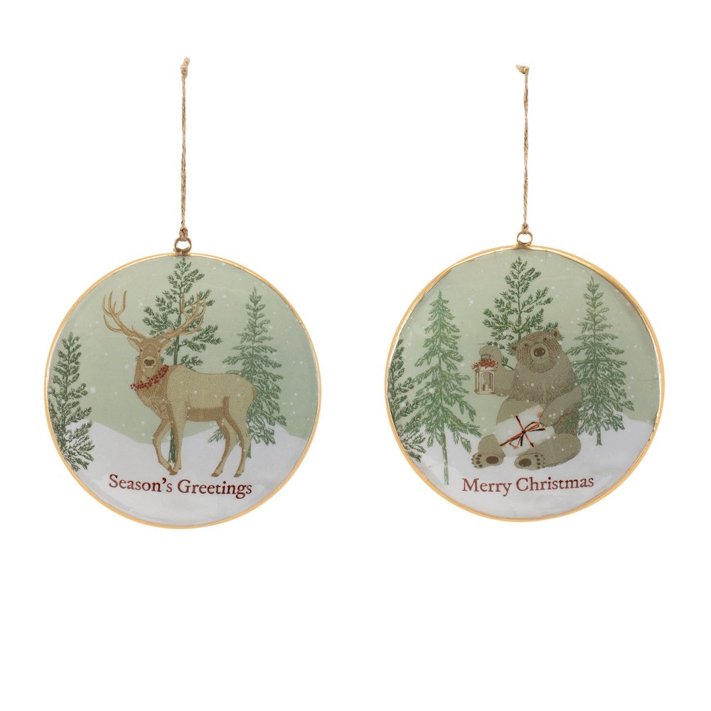 Woodland Christmas Sentiment Disc Ornament (Set of 6). Picture 2