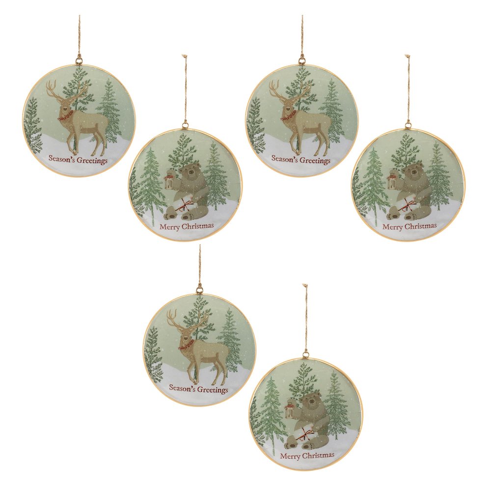 Woodland Christmas Sentiment Disc Ornament (Set of 6). Picture 5