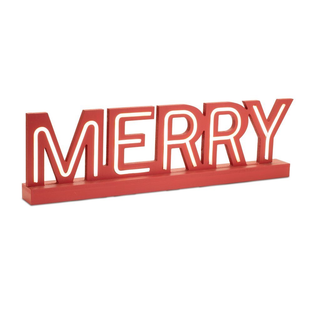 LED Joy and Merry Tabletop Sign (Set of 2). Picture 3