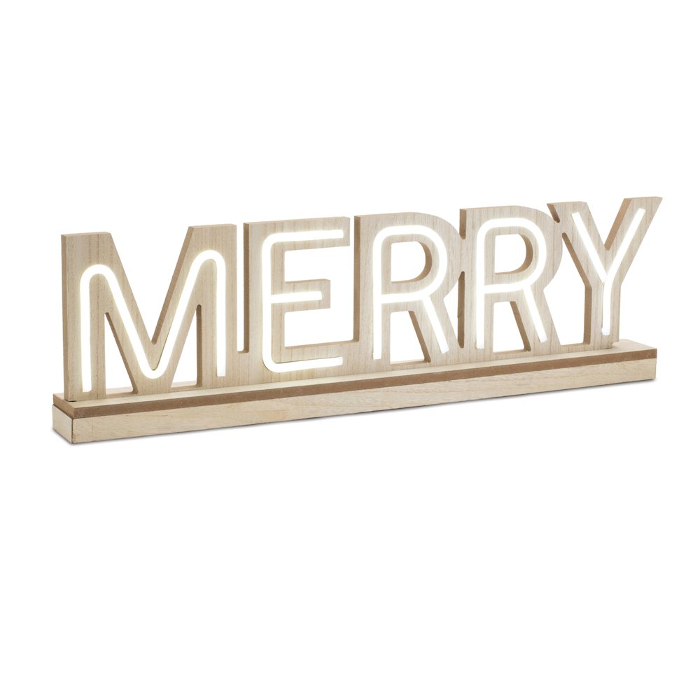 LED Joy and Merry Tabletop Sign (Set of 2). Picture 3