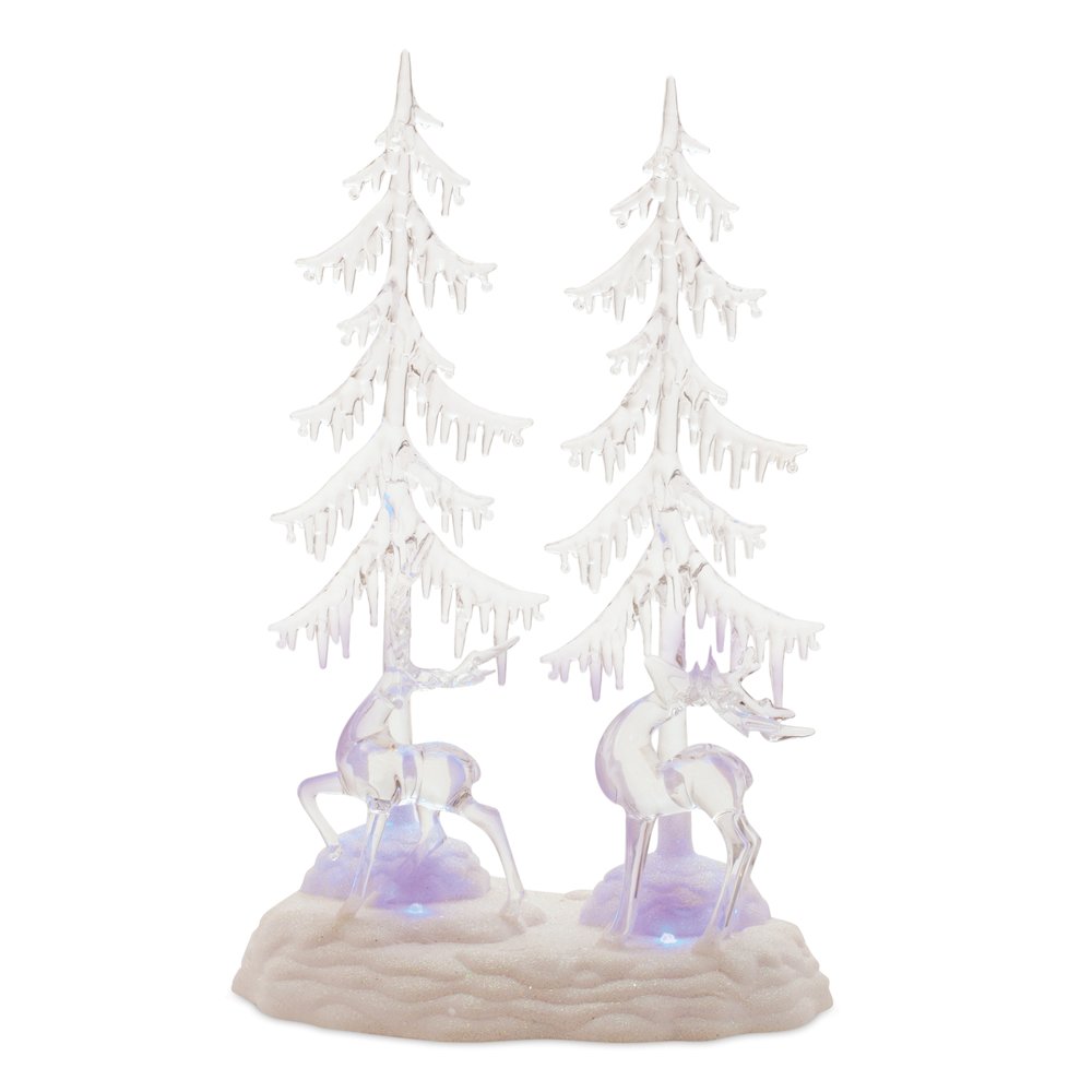 Multicolored LED Deer and Trees 15"H. Picture 1