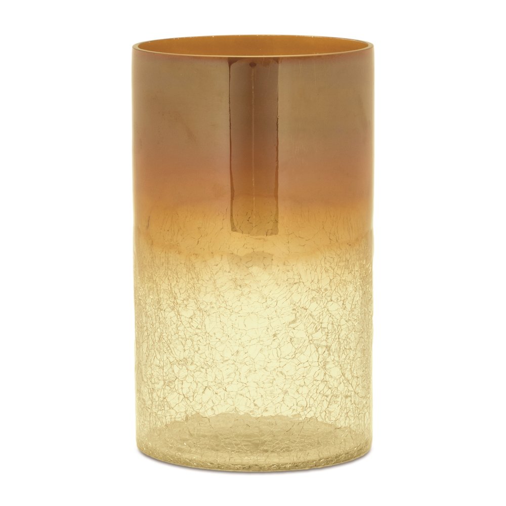 Gold Ombre Crackle Glass Vase (Set of 2). Picture 1