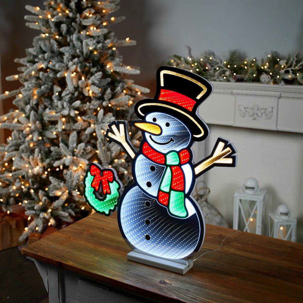 Snowman and Wreath Ekkolight 23.5"H. Picture 2