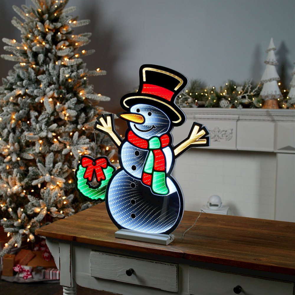 Snowman and Wreath Ekkolight 23.5"H. Picture 4