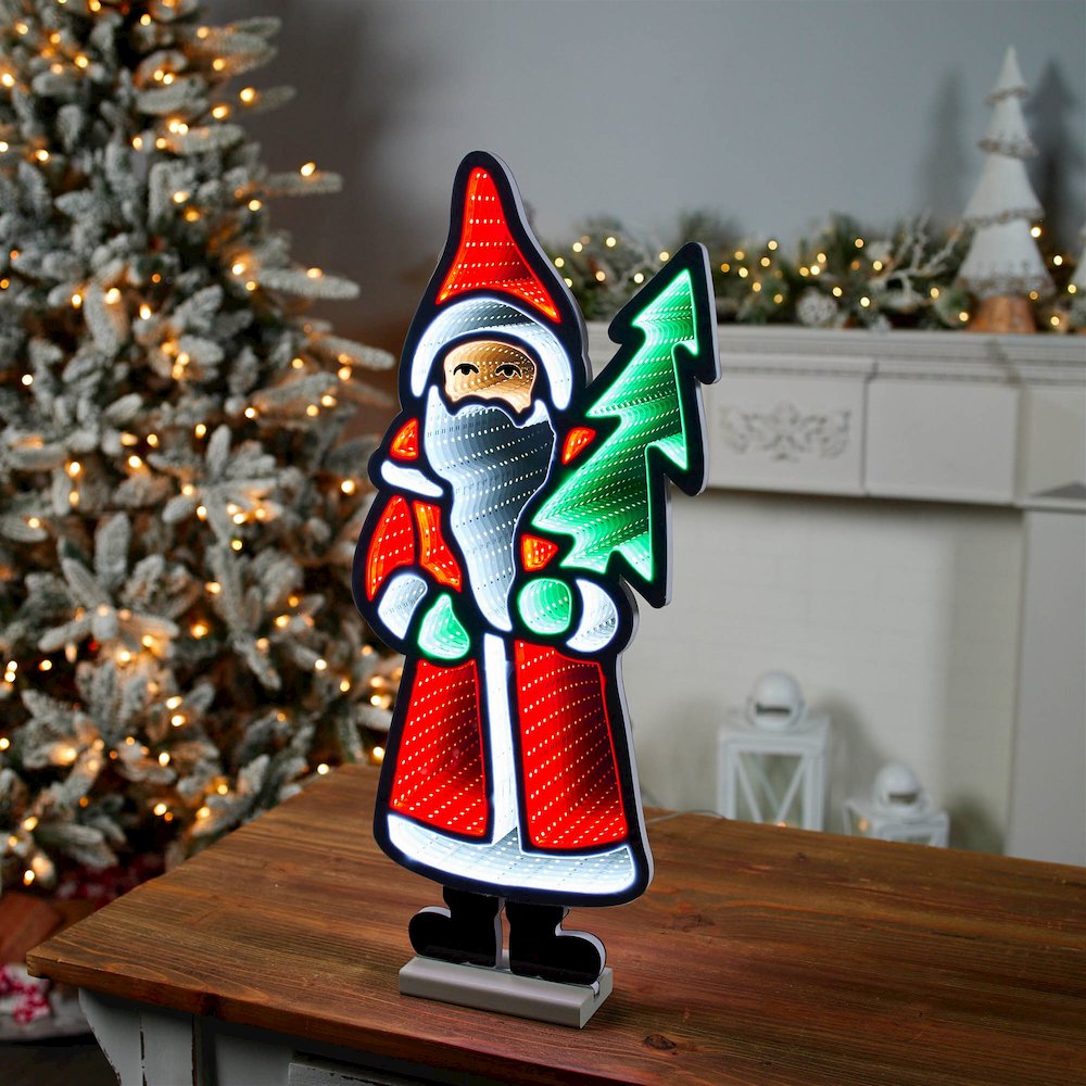 Santa with Pine Tree Ekkolight 23.5"H. Picture 2