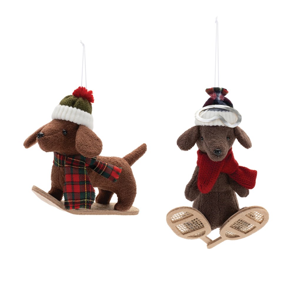 Plush Ski and Snowboard Dog Ornament (Set of 6). Picture 3