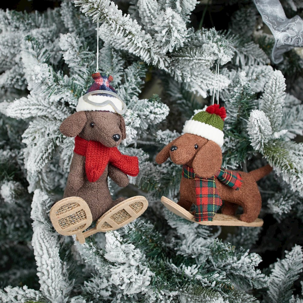 Plush Ski and Snowboard Dog Ornament (Set of 6). Picture 2