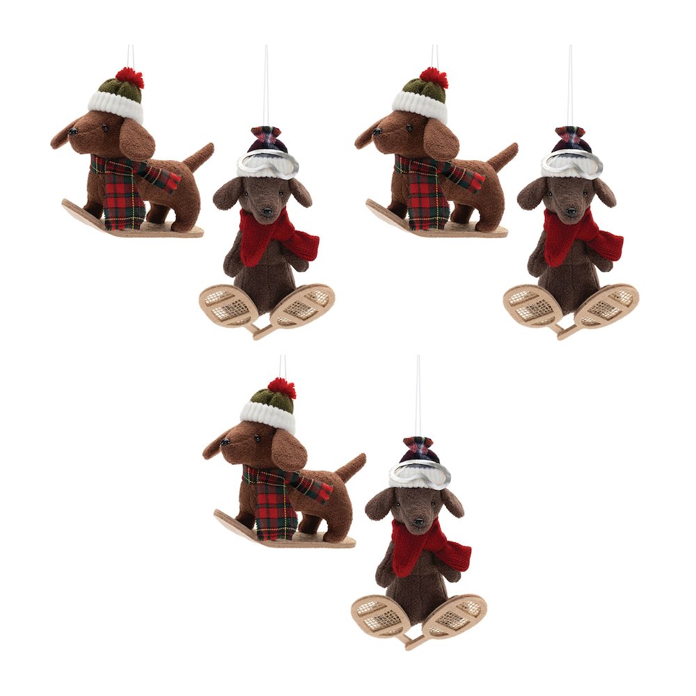 Plush Ski and Snowboard Dog Ornament (Set of 6). Picture 8