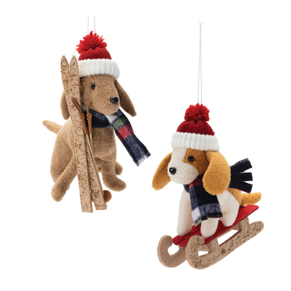Plush Ski and Sled Dog Ornament (Set of 6). Picture 1