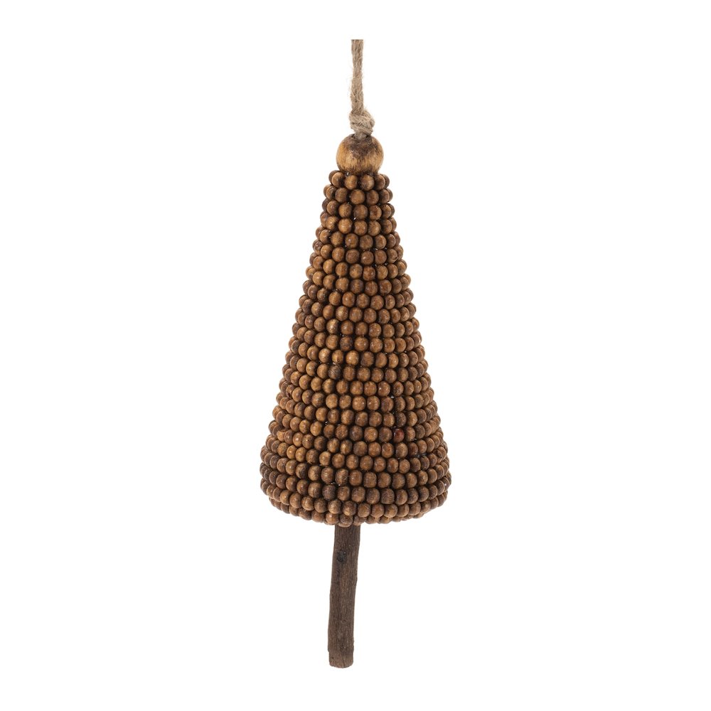 Wood Beaded Pine Tree Ornament (Set of 4). Picture 3