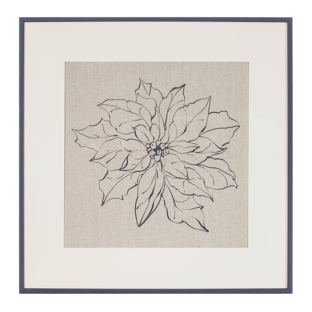 Framed Poinsettia Print Under Glass 20"SQ. Picture 1