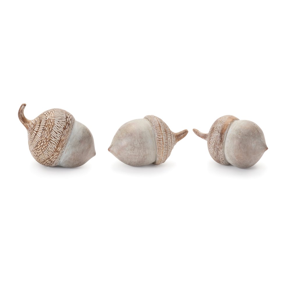 White Washed Etched Acorn (Set of 6). Picture 1