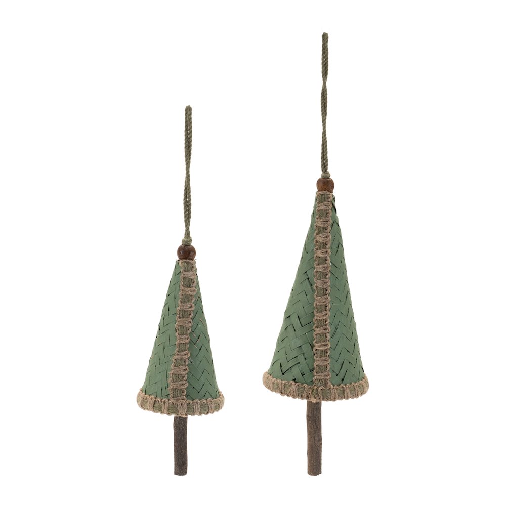 Woven Bamboo Pine Tree Ornament (Set of 4). Picture 3