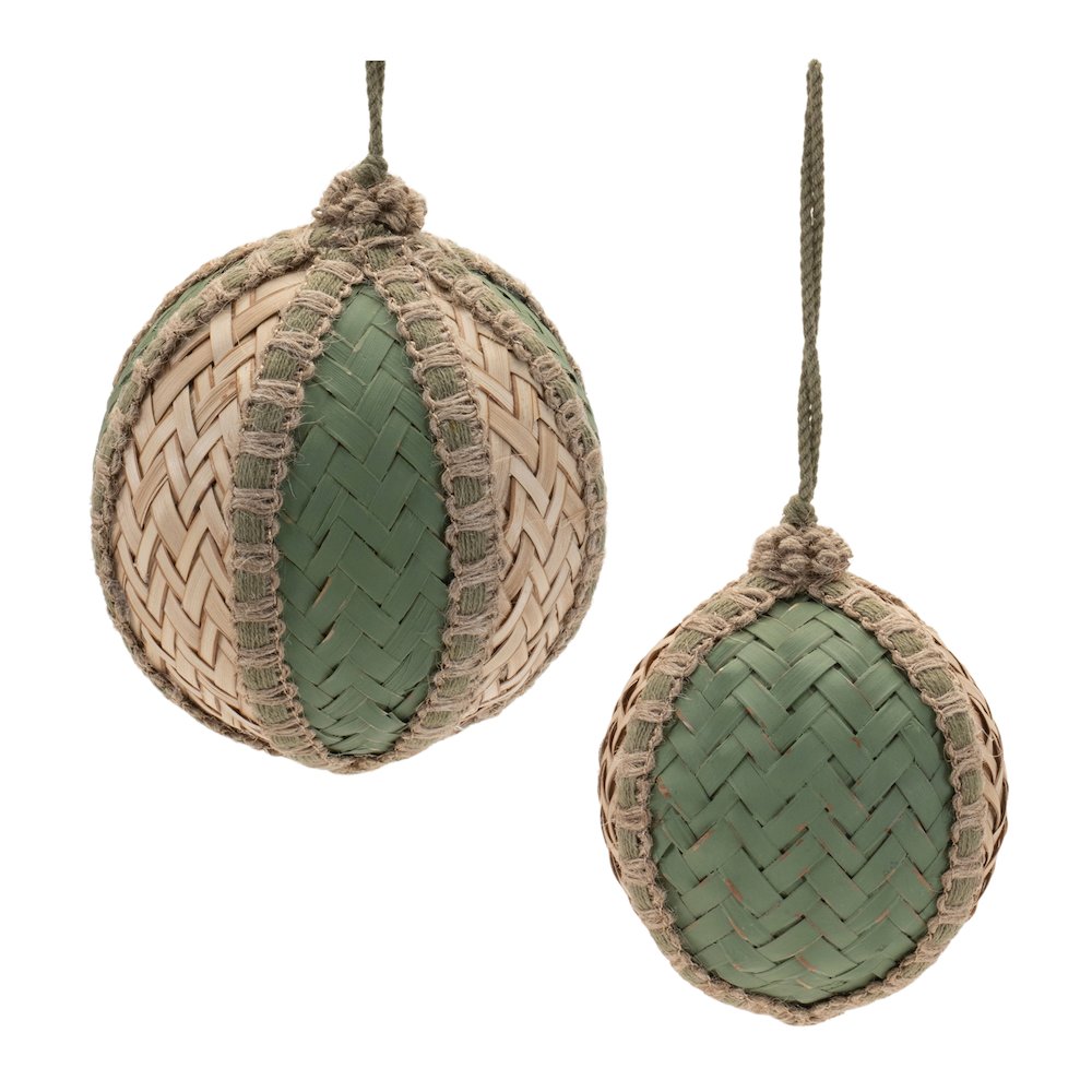 Woven Bamboo Ball Ornament (Set of 4). Picture 1