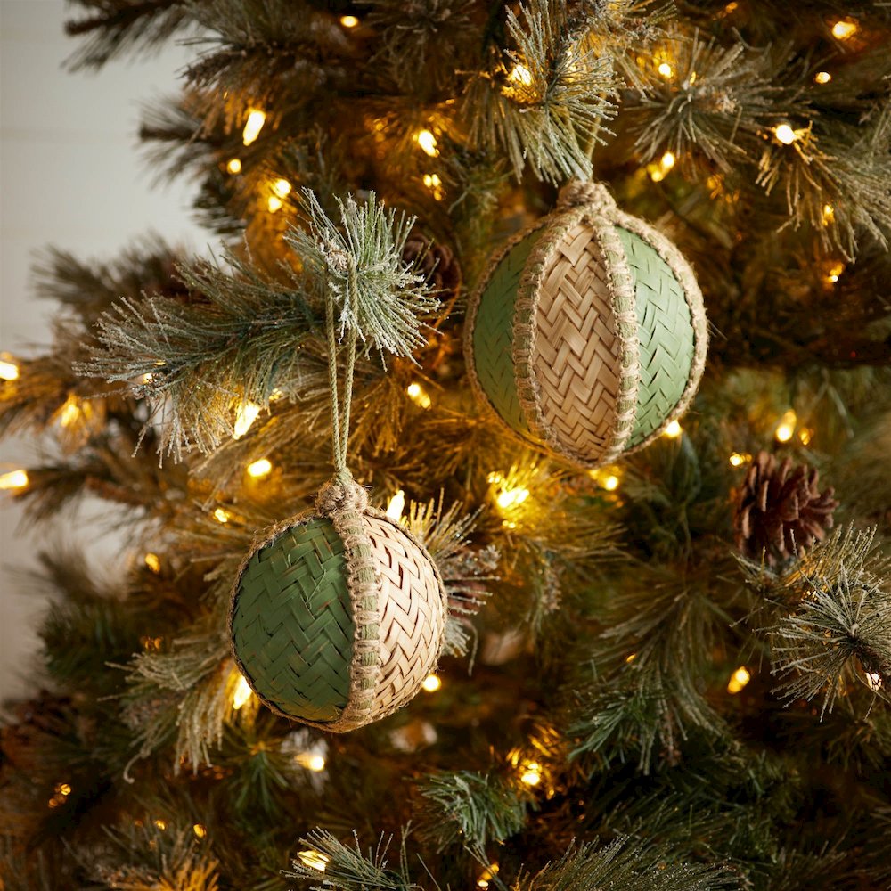 Woven Bamboo Ball Ornament (Set of 4). Picture 2