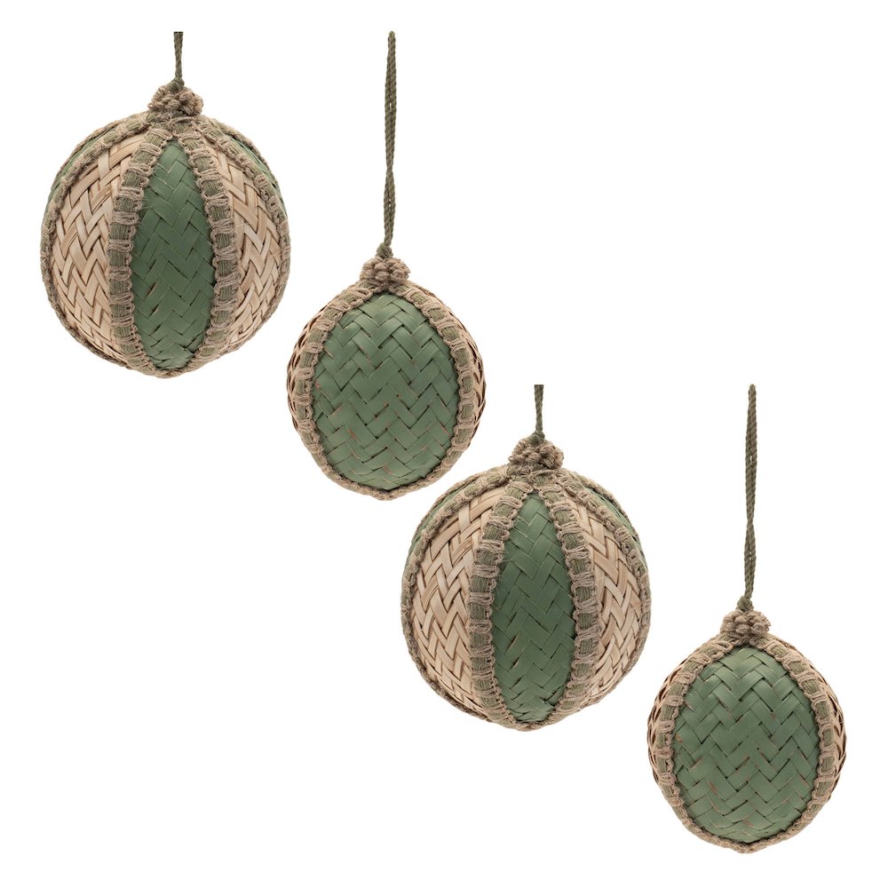 Woven Bamboo Ball Ornament (Set of 4). Picture 7