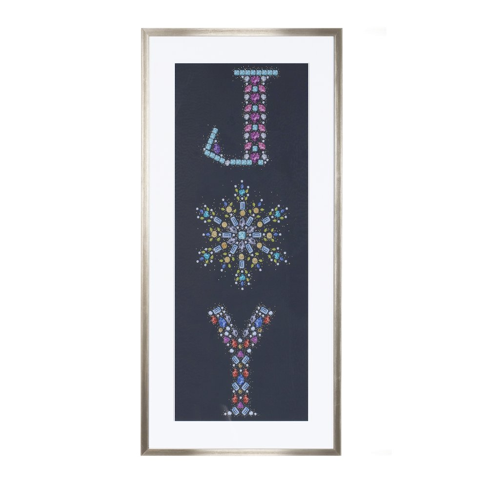 Holiday Jewel "Joy" Print Under Glass 23.5"H. Picture 1