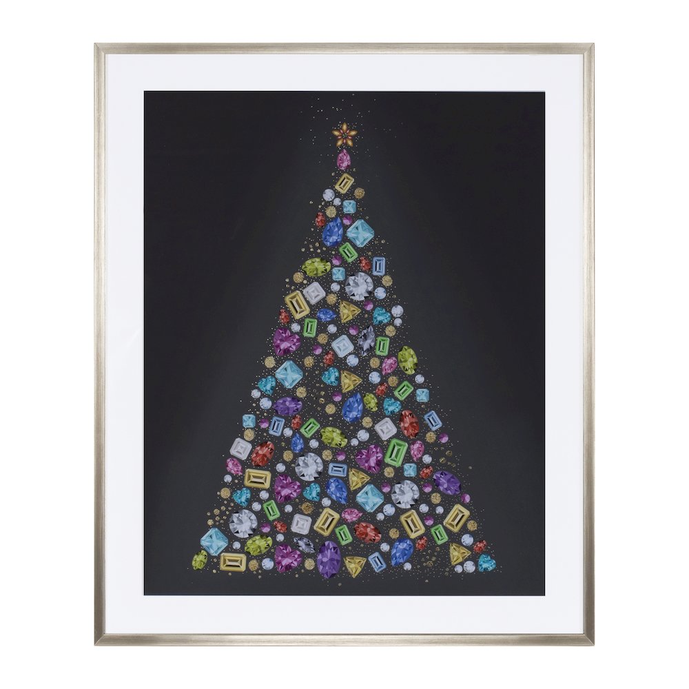 Holiday Jewel Tree Print Under Glass 23.5"H. Picture 1