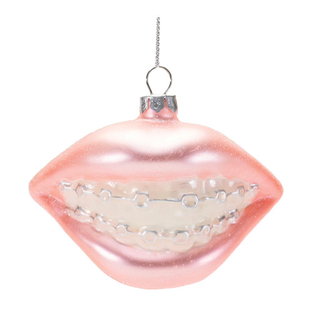 Glass Smile with Braces Ornament (Set of 12). Picture 1