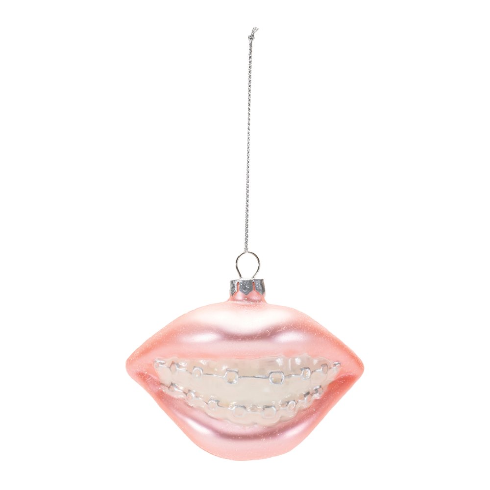 Glass Smile with Braces Ornament (Set of 12). Picture 2