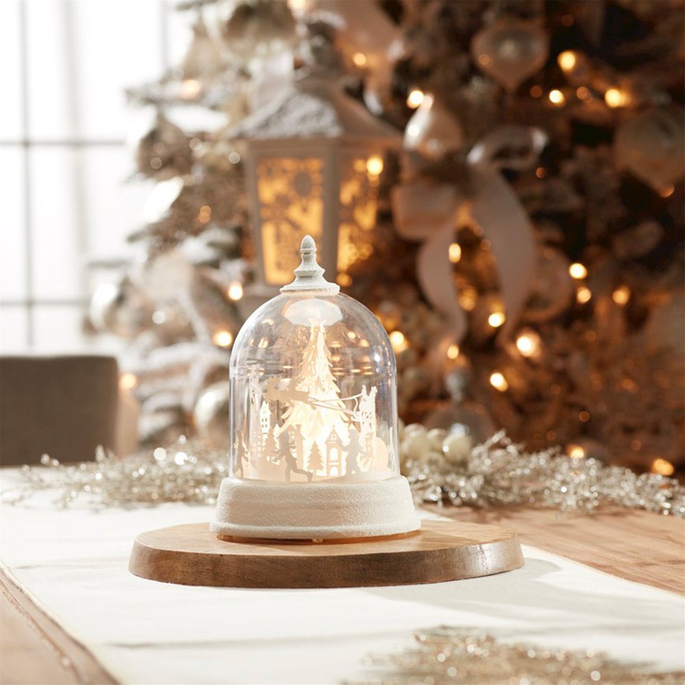 LED Rotating Santa's Sleigh Globe 8.5"H. Picture 1