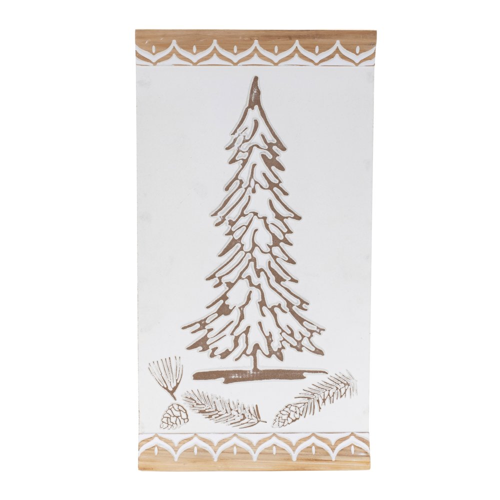 Carved Wood Pine Tree Wall Art 19"H. Picture 1