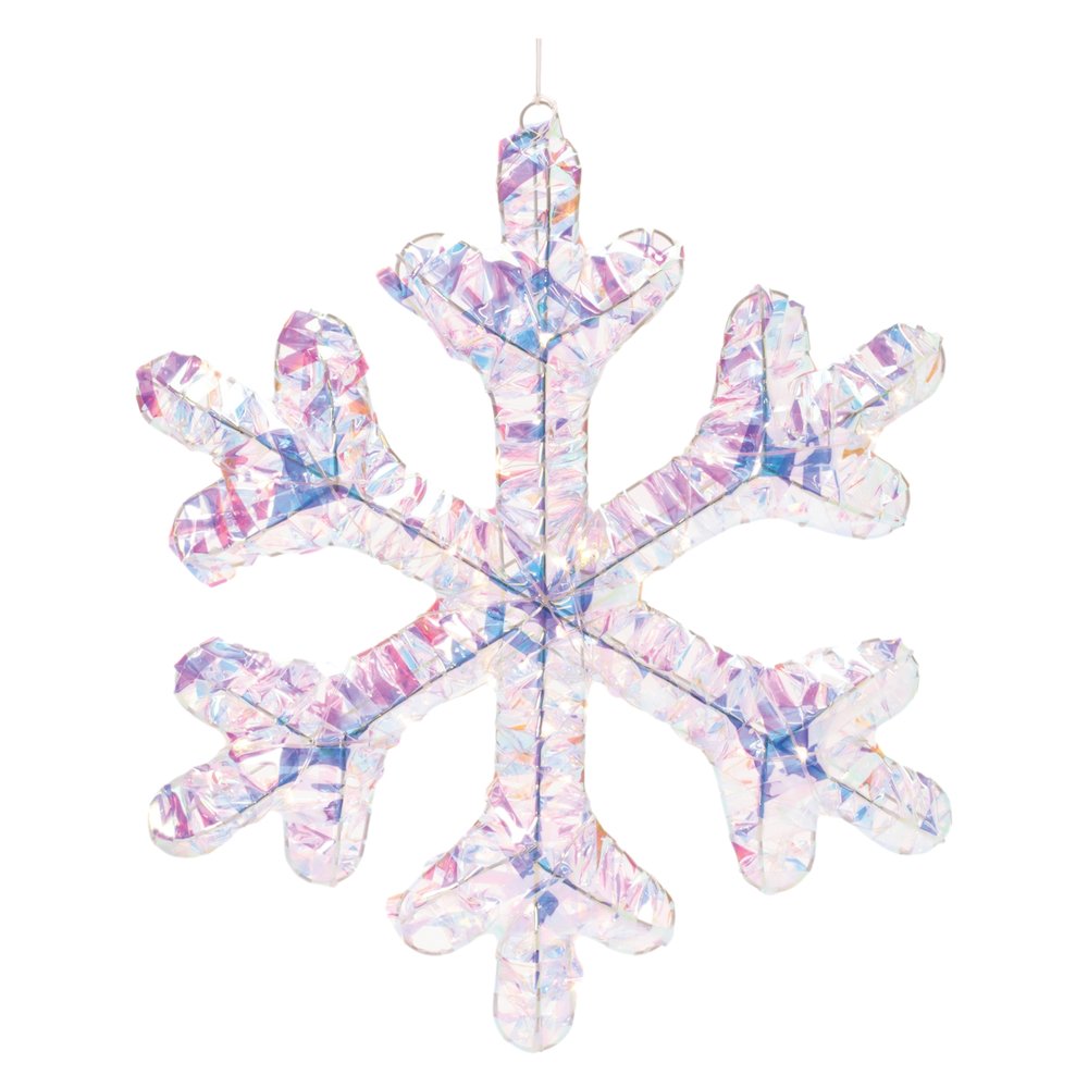 Iridescent LED Hanging Snowflake (Set of 2). Picture 1