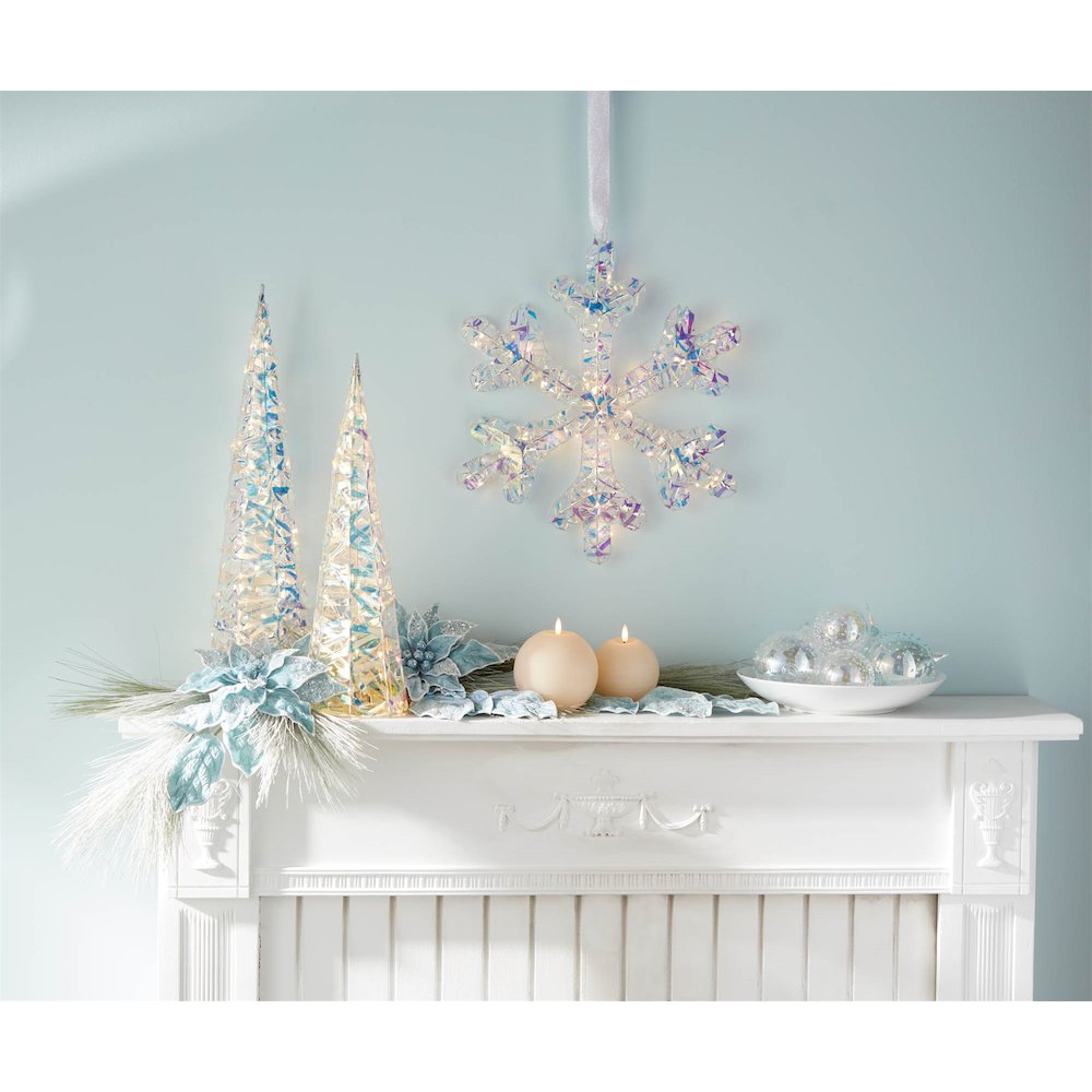 Iridescent LED Hanging Snowflake (Set of 2). Picture 2