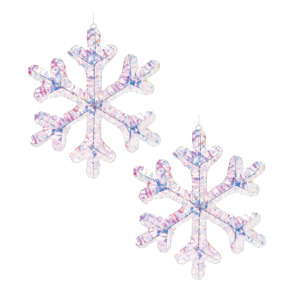 Iridescent LED Hanging Snowflake (Set of 2). Picture 4