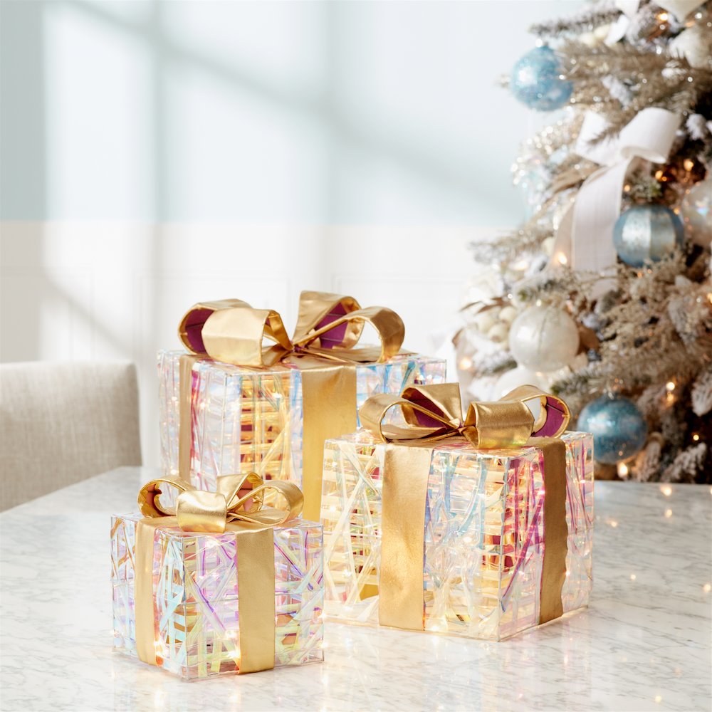 LED Woven Packages with Bow (Set of 3). Picture 6