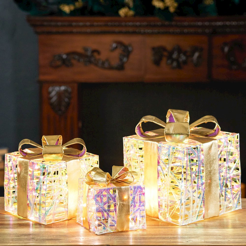 LED Woven Packages with Bow (Set of 3). Picture 8